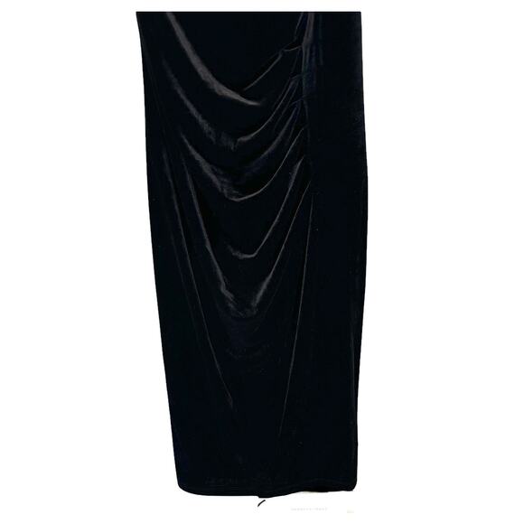 Xscape Black Basic Wedding Guest‎ Velvet Ruched Formal Midi Dress Size 16 - Picture 5 of 12
